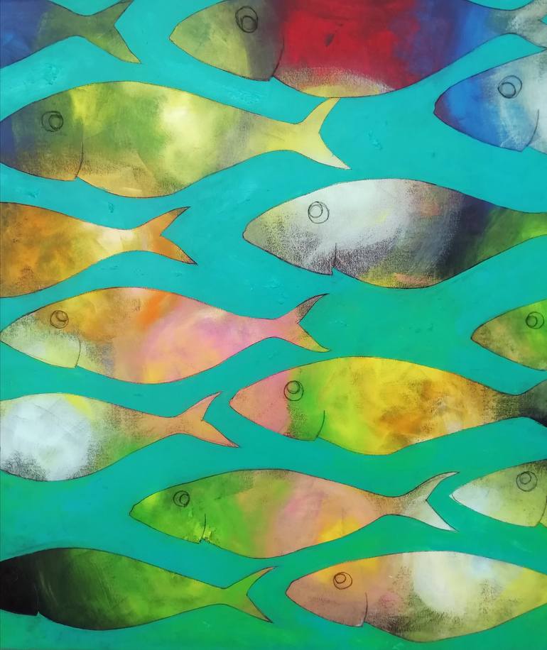 Original Pop Art Fish Painting by Francisco Santos