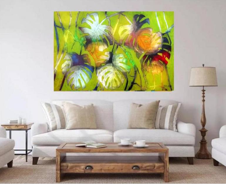 Original Abstract Expressionism Floral Painting by Francisco Santos