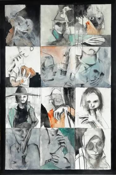 Original Figurative People Drawings by Francisco Santos