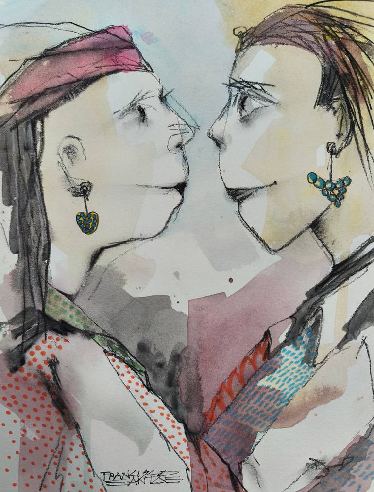 Original Figurative Women Drawing by Francisco Santos