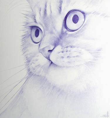 Cat as an object of adoration, animal, original artwork thumb