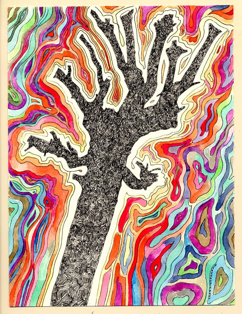 Original Abstract Expressionism Abstract Mixed Media by Nives Palmic