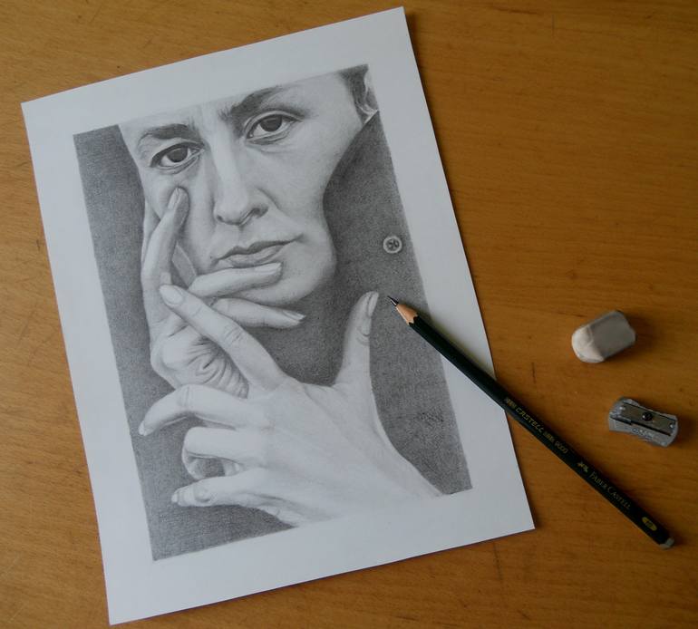 Original Realism Portrait Drawing by Nives Palmic