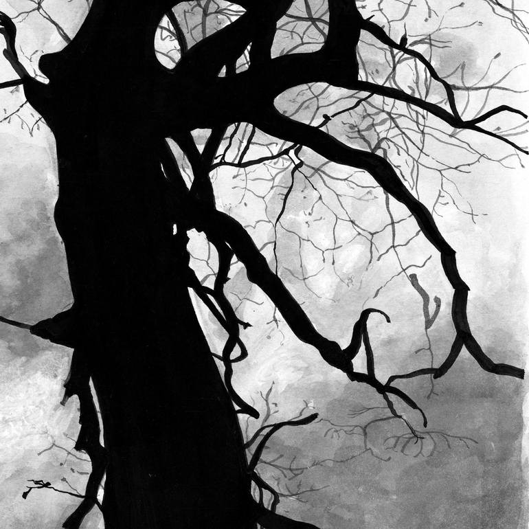 Original Conceptual Tree Painting by Nives Palmic