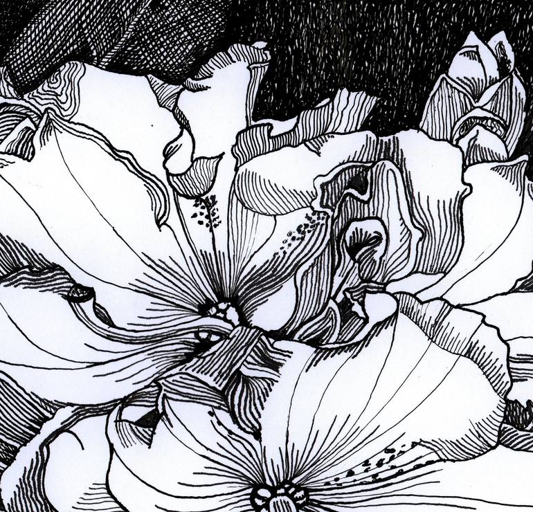 Original Conceptual Floral Drawing by Nives Palmic