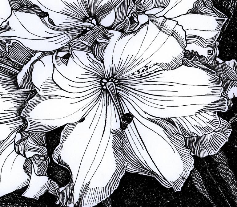 Original Conceptual Floral Drawing by Nives Palmic