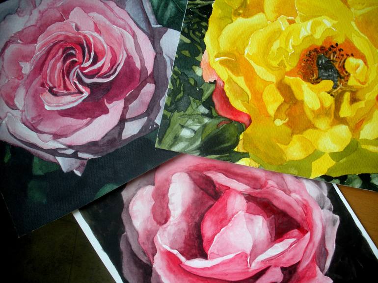 Original Floral Painting by Nives Palmic
