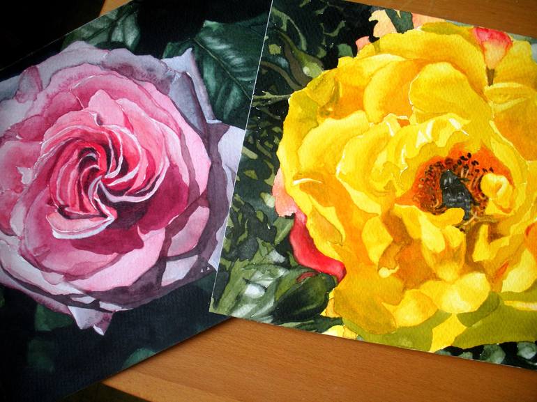 Original Floral Painting by Nives Palmic