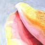 Watercolor painting of sea shell. It was real challenge to follow its shape and color changes. Colors of shell are in beautiful contrast with indigo blue backgrounds.