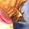 Watercolor painting of sea shell. It was real challenge to follow its shape and color changes. Colors of shell are in beautiful contrast with indigo blue backgrounds.