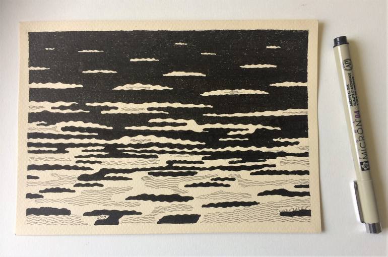 Original Conceptual Abstract Drawing by Nives Palmic