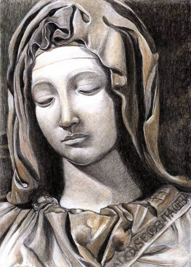 Study after Michelangelo's "PIETA", Head of Virgin Mary thumb