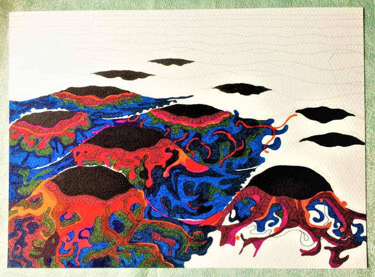 Original Conceptual Abstract Drawing by Nives Palmic