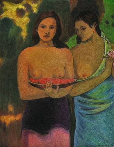 AFTER GAUGUIN STUDY OF THE PAINTING "TWO TAHITIAN WOMEN" thumb