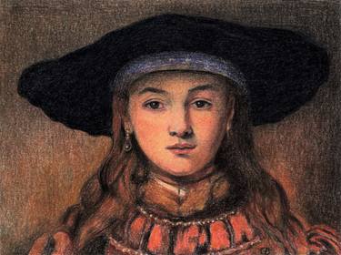 STUDY AFTER REMBRANDT THE GIRL IN A PICTURE FRAME thumb