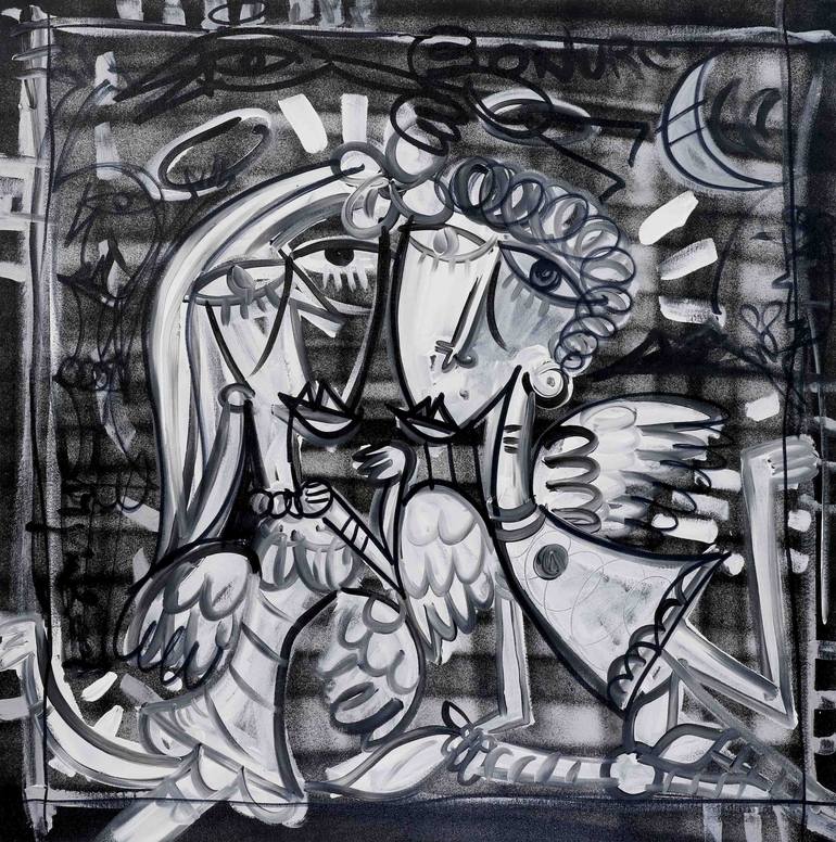 Original Black & White Love Paintings by Alessandro Siviglia