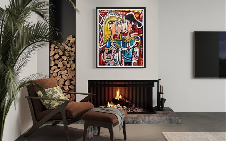 Original Cubism Love Painting by Alessandro Siviglia