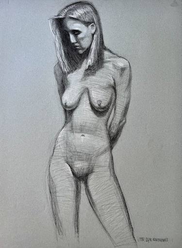Female art nude Charcoal Drawing thumb
