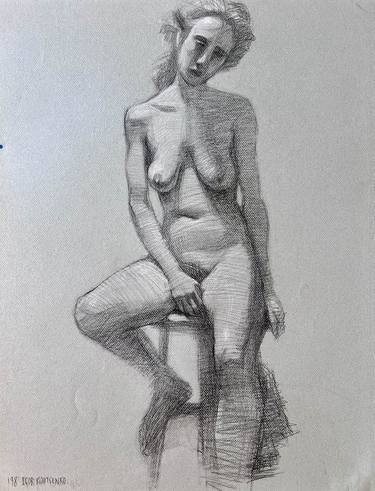 Seated nude art model drawing thumb
