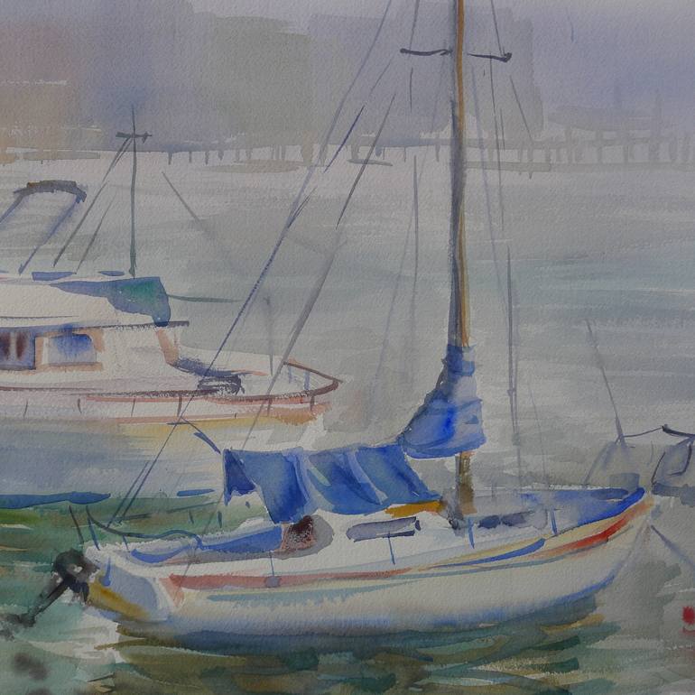 Original Fine Art Boat Painting by Igor Koutsenko