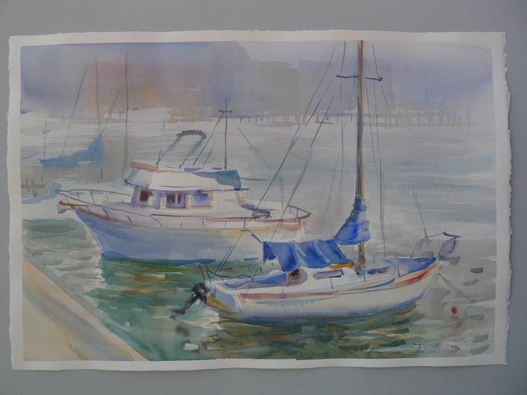 Original Fine Art Boat Painting by Igor Koutsenko