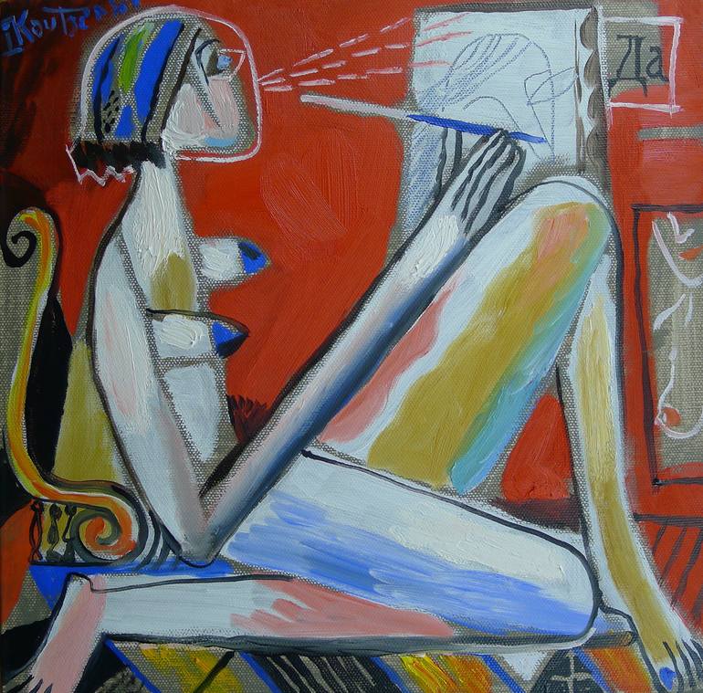 Original Cubism Nude Painting by Igor Koutsenko