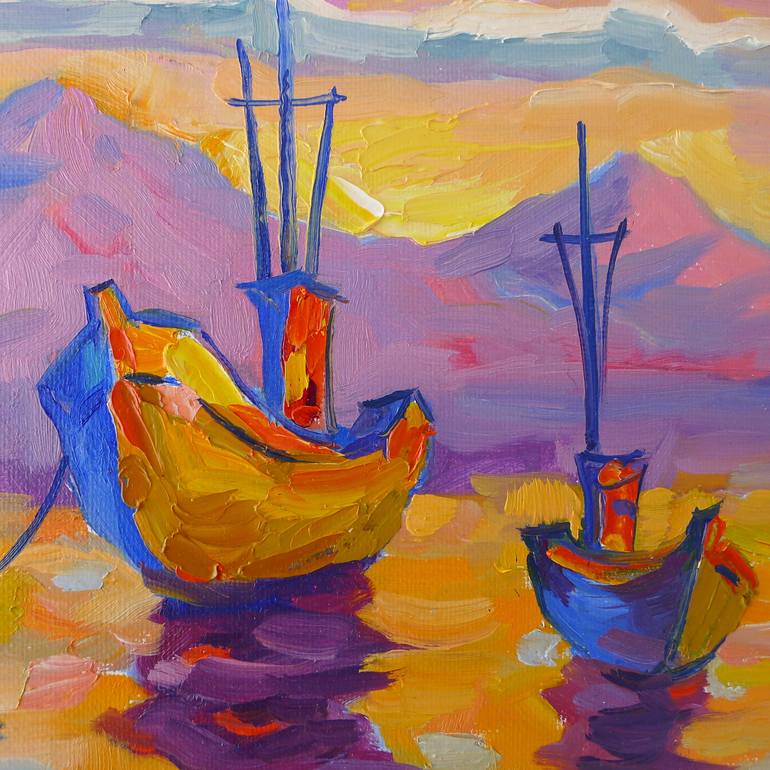 Original Boat Painting by Igor Koutsenko