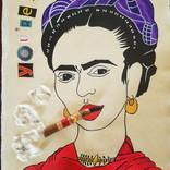Frida with Cigar by Flor De Maria Luna de Larios