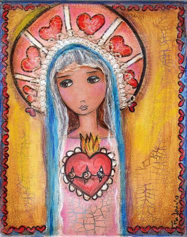 Mary and her Sacred Heart (SOLD) thumb