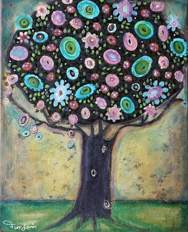 Print of Modern Tree Paintings by Flor Larios