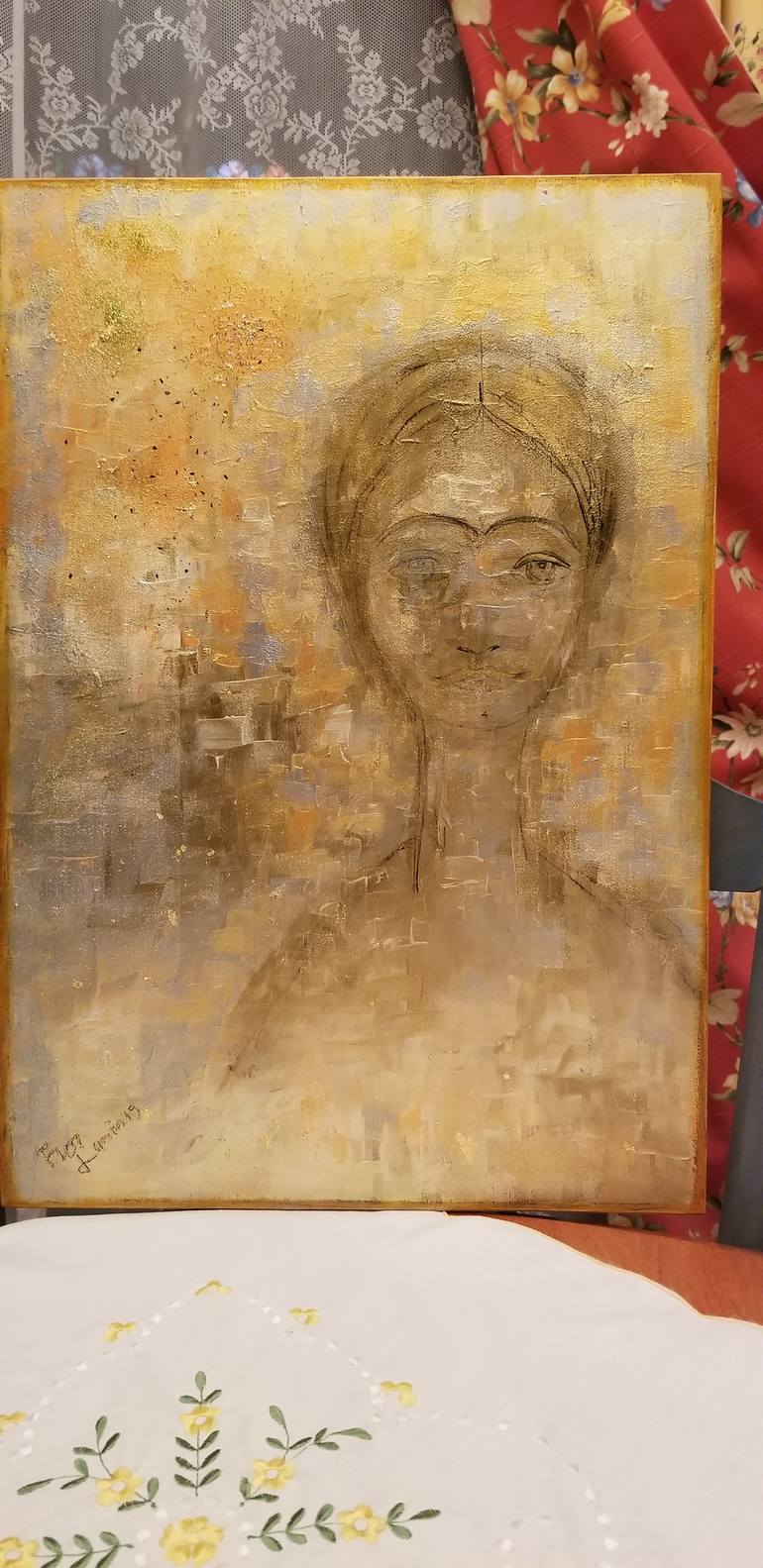 Original Abstract Expressionism Portrait Painting by Flor Larios