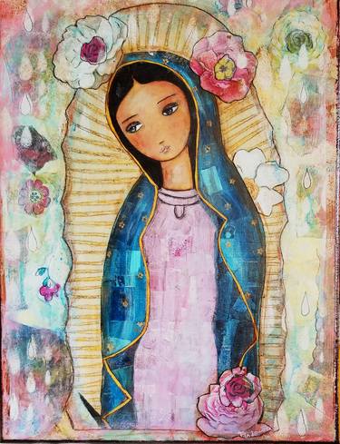 Original Pop Art Religious Collage by Flor Larios