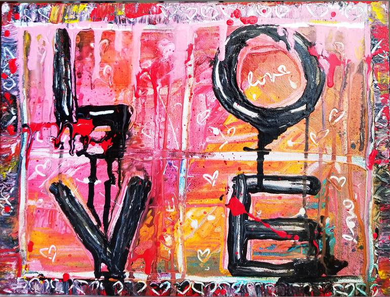 Original Abstract Love Painting by Flor Larios