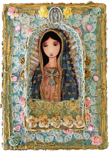 Original Fine Art Religion Mixed Media by Flor Larios