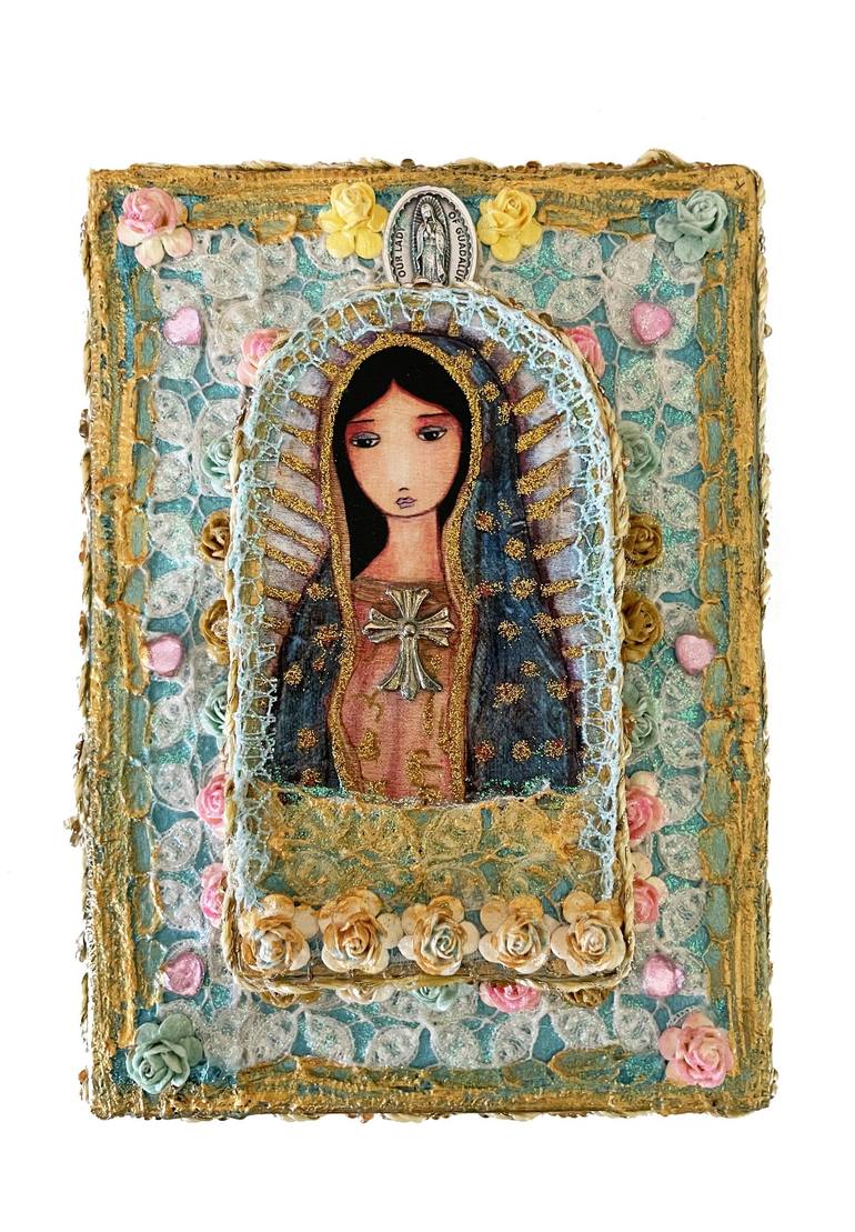 Original Fine Art Religion Mixed Media by Flor Larios