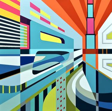 Original Abstract Geometric Painting by Jessus Hernandez