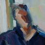Capturing the gesture of the figure as she interacts with the viewer, the sense of a dialogue taking place between the viewer and model.

This is an oil painting on masonite and requires framing for hanging.