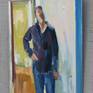 Capturing the gesture of the figure as she interacts with the viewer, the sense of a dialogue taking place between the viewer and model.

This is an oil painting on masonite and requires framing for hanging.