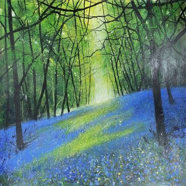 Light through Spring Bluebell Woodland thumb