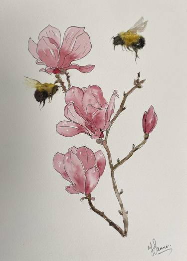 Pink Magnolias & Bumble Bees thumb