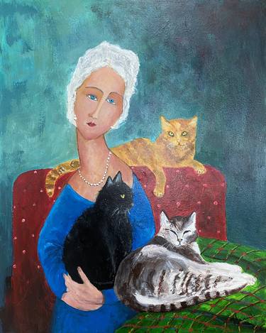 Original Contemporary Cats Paintings by Teresa Tanner