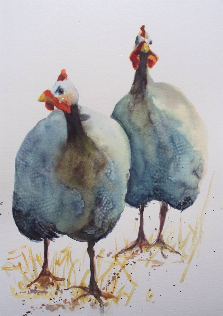 paintings of guinea fowl