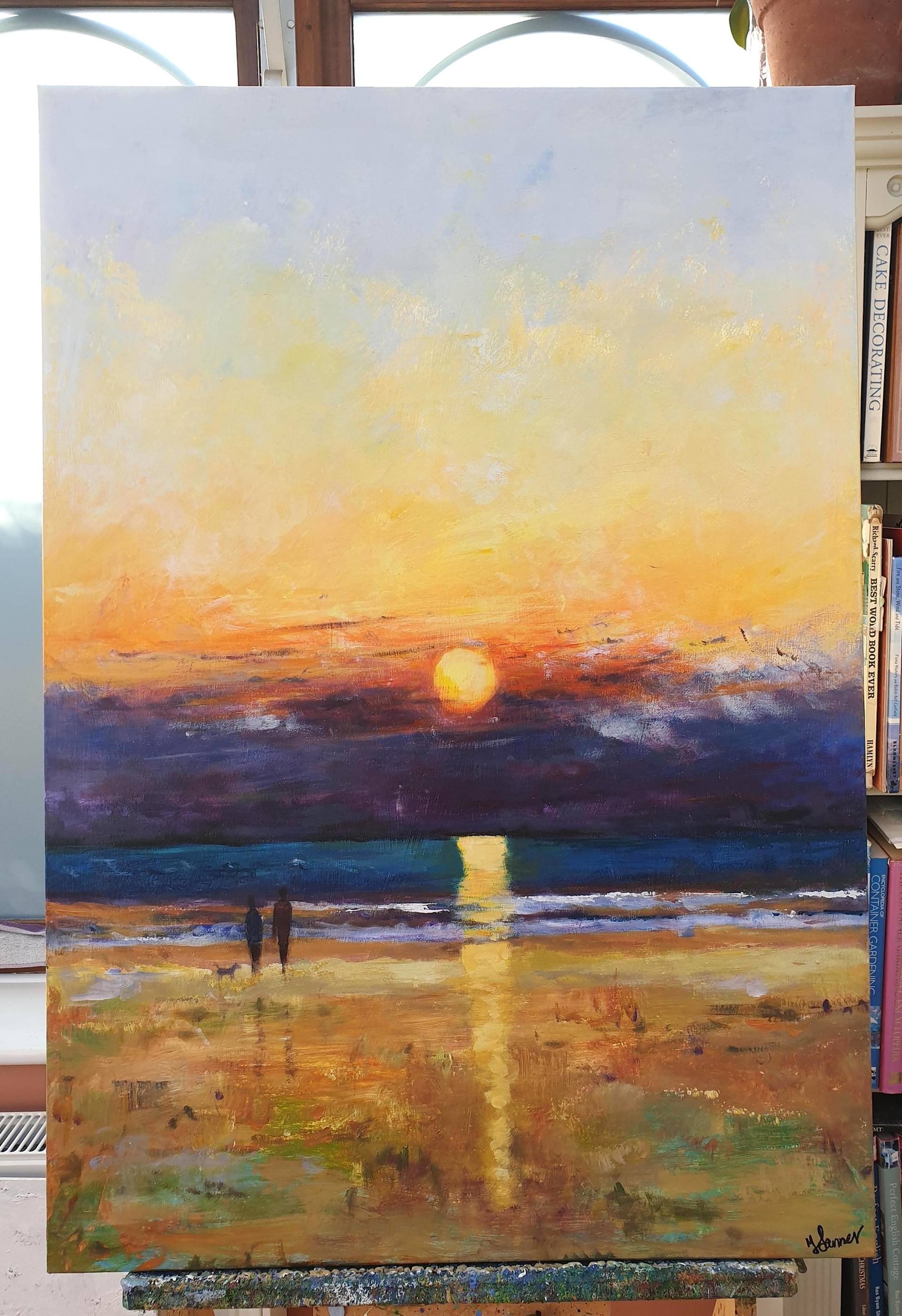 Sunset Beach Stroll Large Original Painting By Teresa Tanner