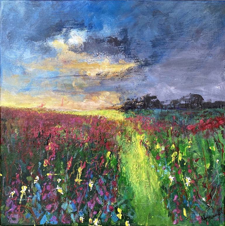 Breezy Day Rosebay Willowherb Field Painting By Teresa Tanner 