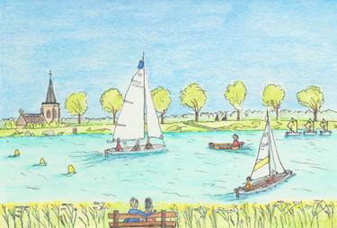 Print of Yacht Paintings by Jan Vanderkerken