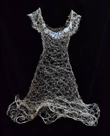 Azureus Argentum (blue and silver) Woven Dress Sculpture thumb