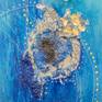 Wall Art Made w/ Aluminum, Cast Glass, Gold Leaf, and Silver Leaf. 

28" x 16.25" x 1.5"

This item can be mounted on a wall as shown.