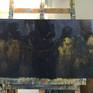 The start: the underpainting in dark colors.