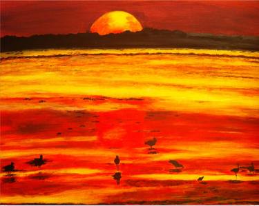 The most breath taking amazing glowing gold and red sunset, wow what a view! thumb