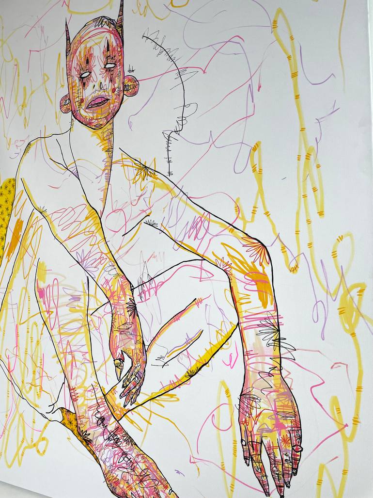 Original Abstract Expressionism People Painting by Jay Echevarria